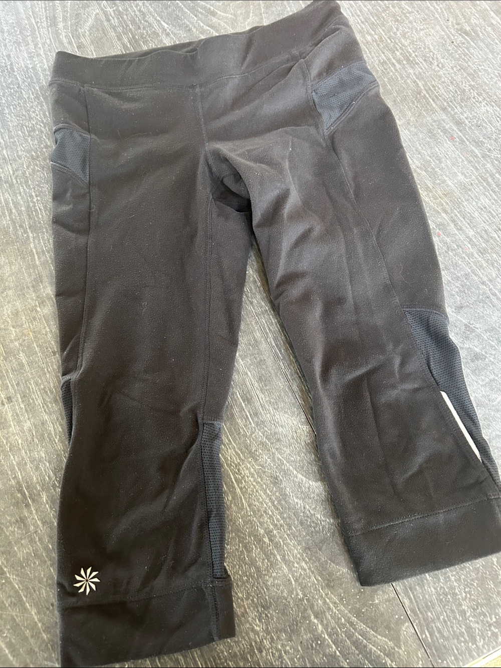 Athleta Black Capri Leggings with Reflective Accent